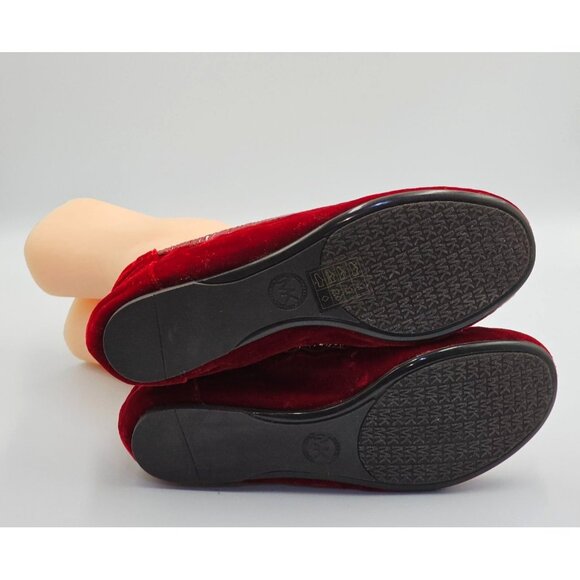 Michael Kors Women's Red Velvet Fulton Logo Emblem Ballet Flat Size 7 2510 - Picture 7 of 16